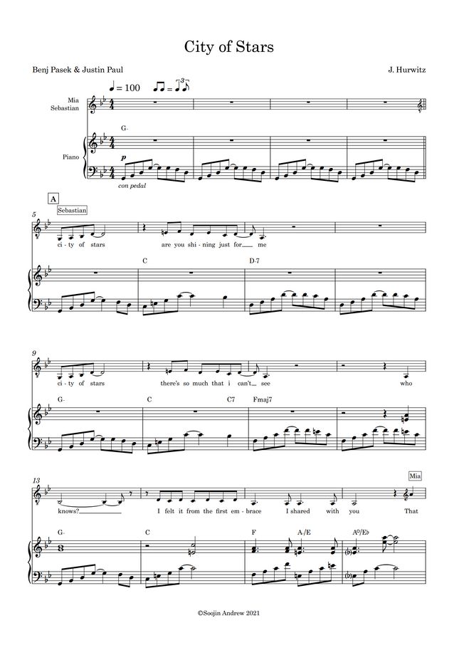 La La Land City of Stars (Accurate Piano) by Soojin Andrew Sheet Music
