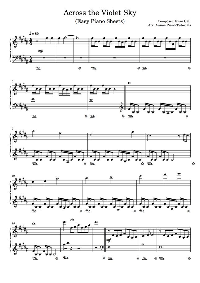 Across the Violet Sky - Across the Violet Sky by Anime Piano Tutorials