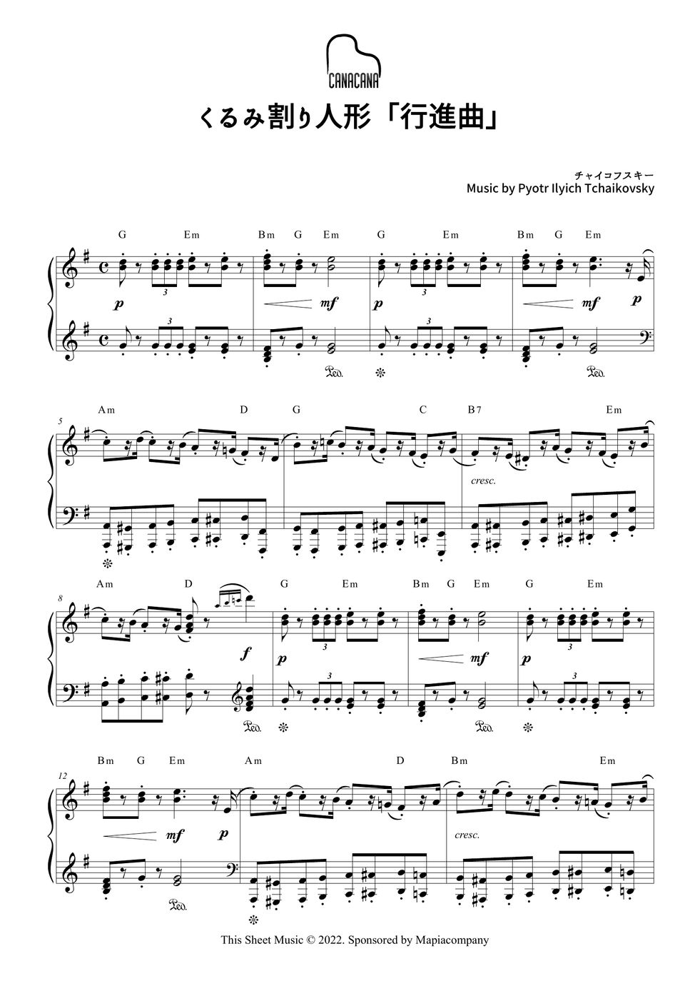 Tchaikovsky The Nutcracker Suite March نوتة by CANACANA family