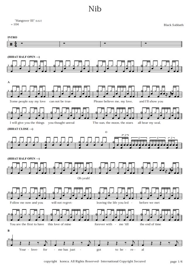 Black Sabbath nib by COPYDRUM Sheet Music