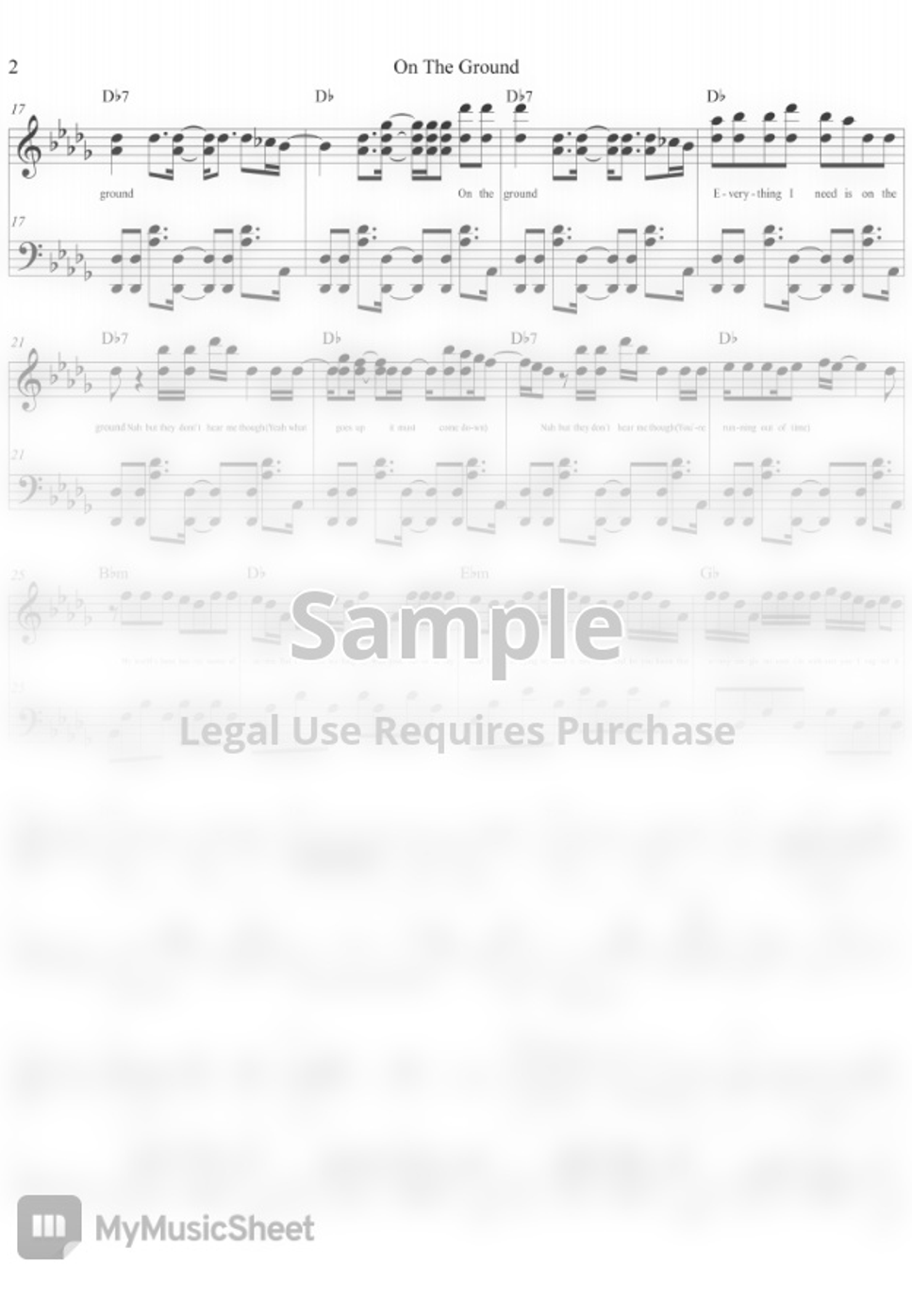 로제 (ROSÉ) On The Ground (with Lyrics) by ChansMusic 악보