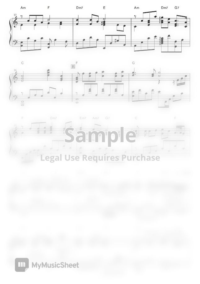坂本九 上を向いて歩こう (Jazz ver.（Beegie Adair)) by piano*score Sheet Music