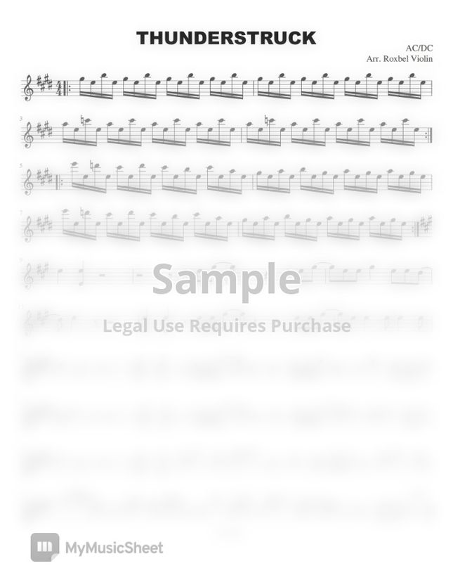 AC/DC Thunderstruck by Roxbel Violin Sheet Music