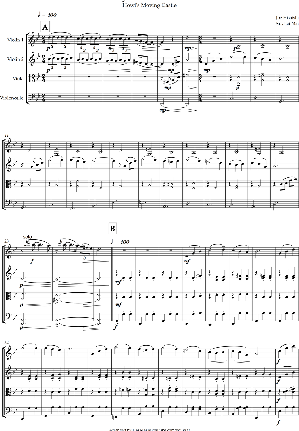Joe Hisaishi - Merry Go Round of Life - String Quartet (Howl's Moving Castle) by Hai Mai