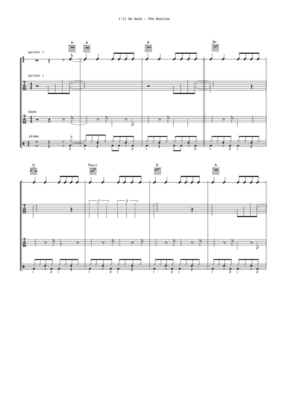 The Beatles - I'll Be Back (Band Score) by Ryohei Kanayama