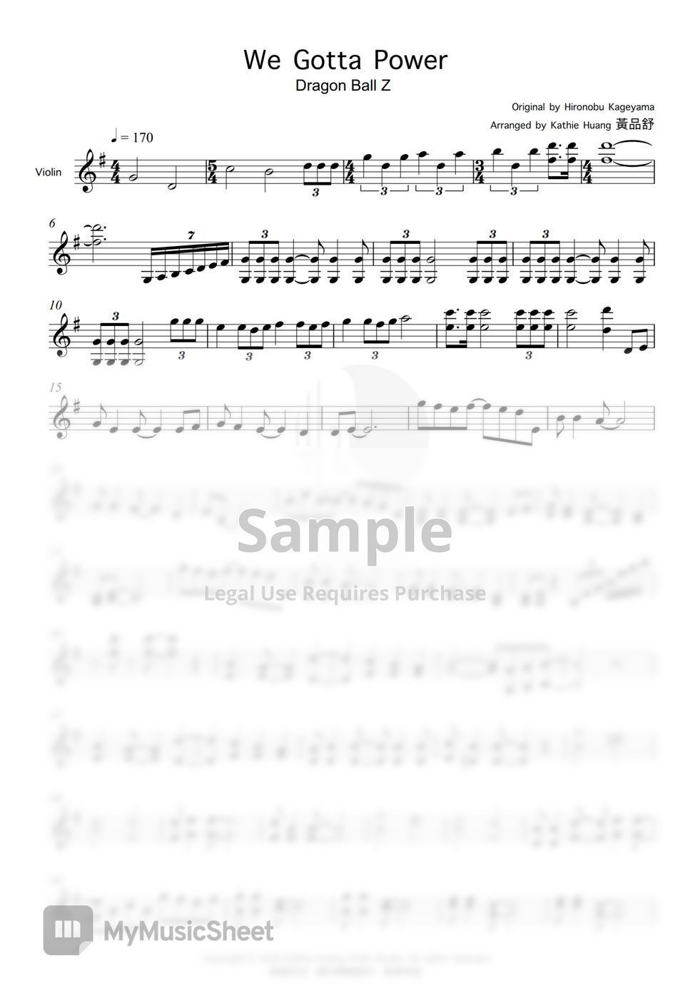 Dragon Ball Z We Gotta Power Hoja by Kathie Violin