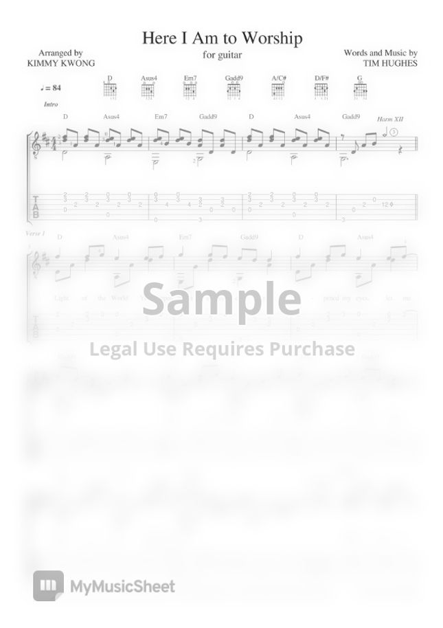 Hillsong Worship - Here I Am to Worship (fingerstyle guitar TAB) by Kimmy Kwong