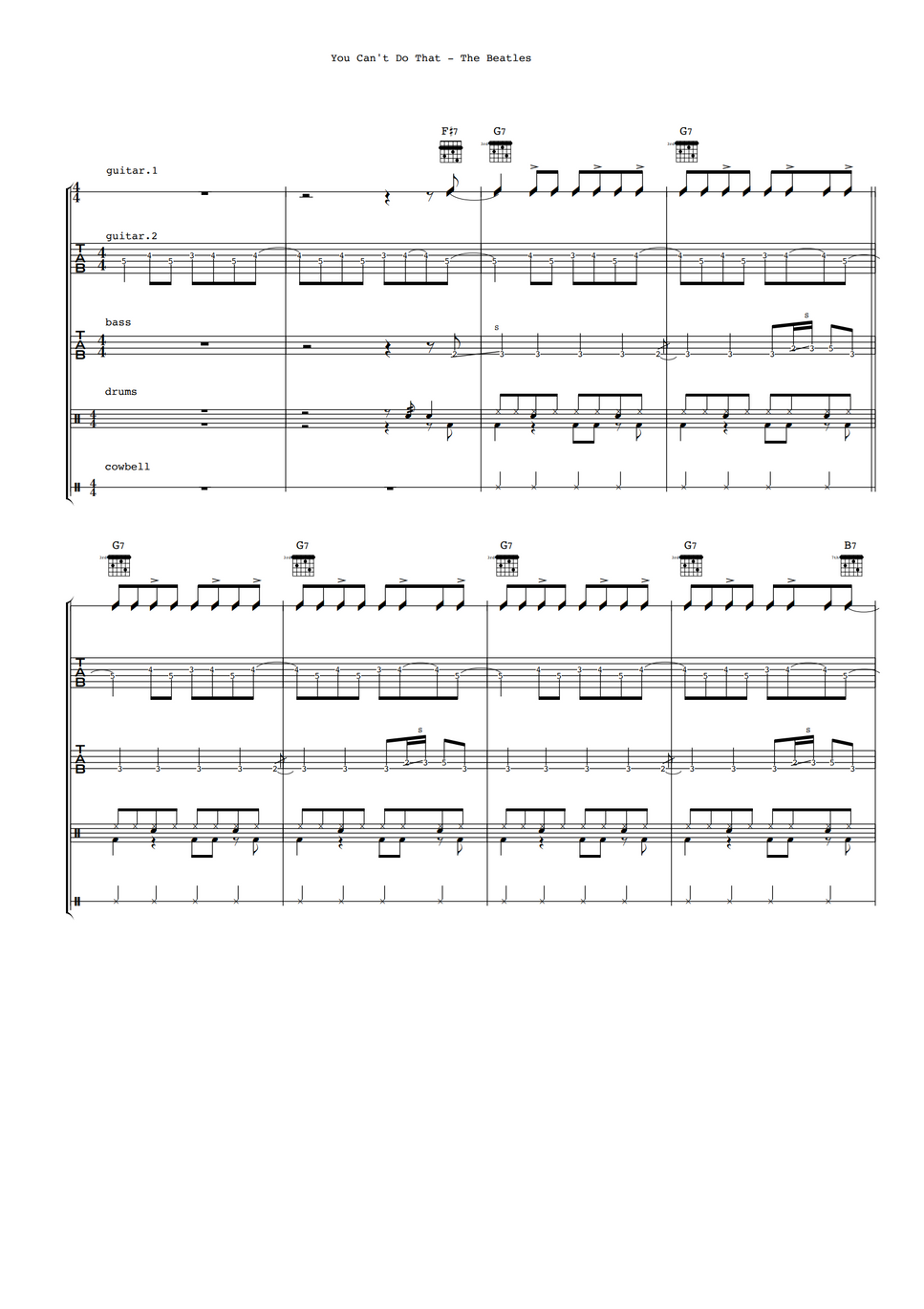 The Beatles - You Can't Do That (Band Score) by Ryohei Kanayama