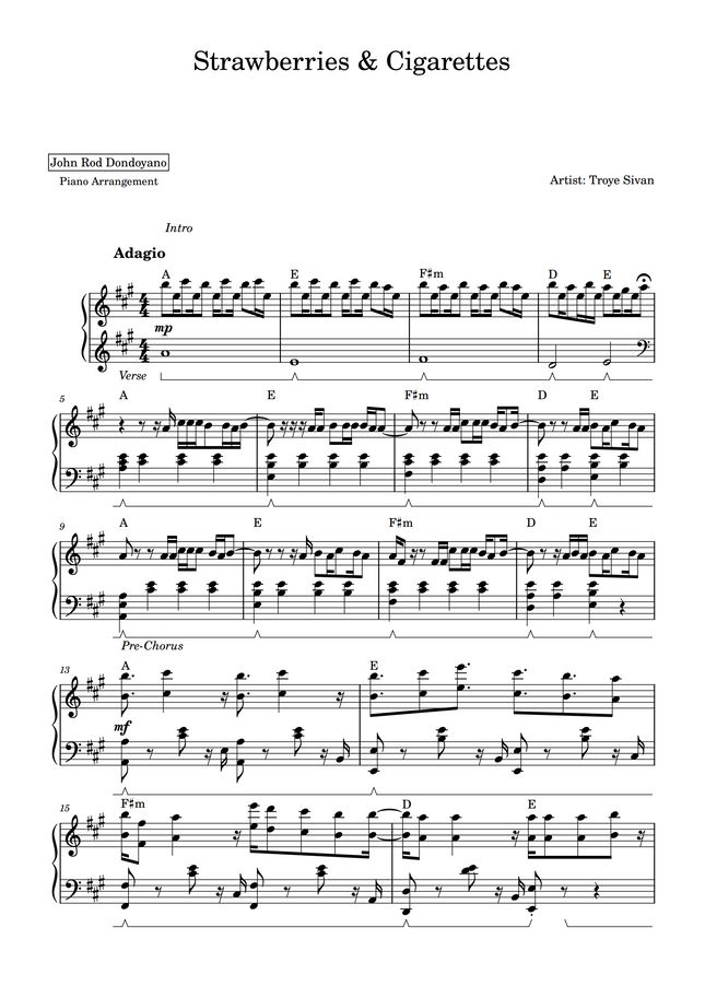 Troye Sivan Strawberries & Cigarettes by John Rod Dondoyano Sheet