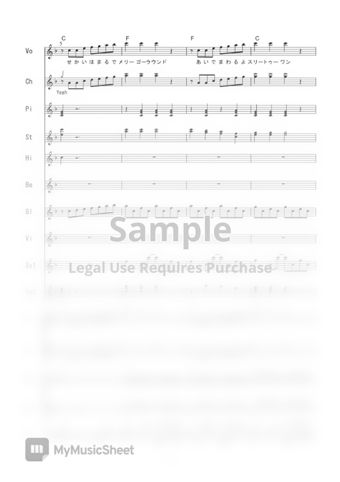 ドキドキ プリキュア Happy Go Lucky ドキドキ プリキュア バンドスコア By 二次元楽譜製作所 Tab 1staff Sheet