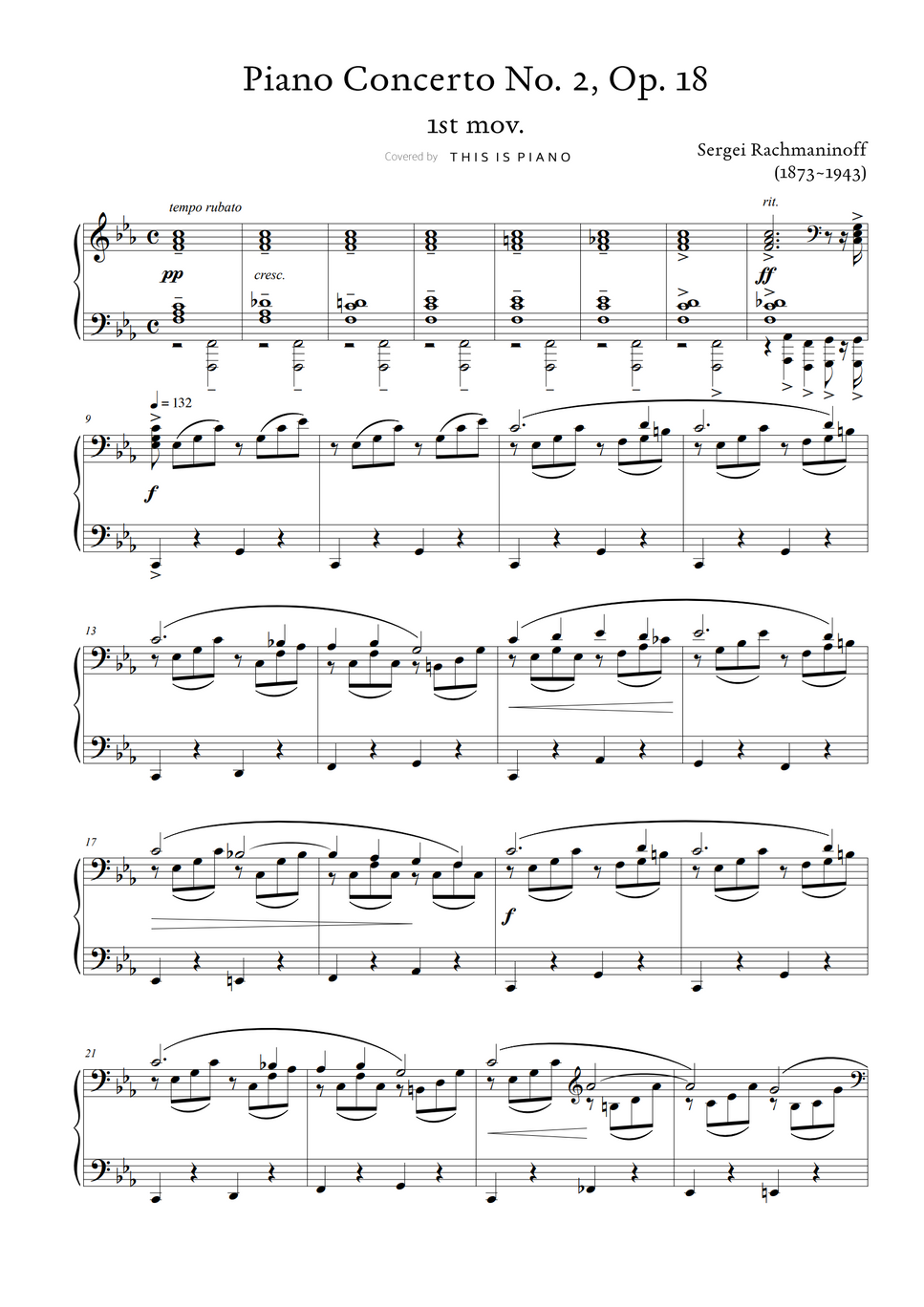 楽譜 ラフマニノフ／ピアノ協奏曲 第2番 ハ短調（ポケット・スコア 273）
