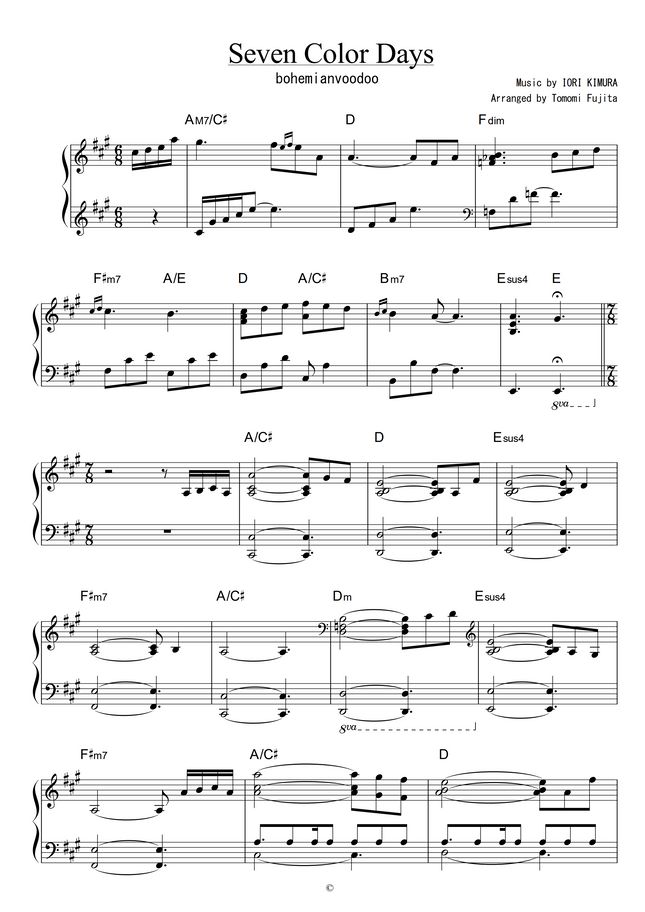 bohemianvoodoo - Seven Color Days by piano*score