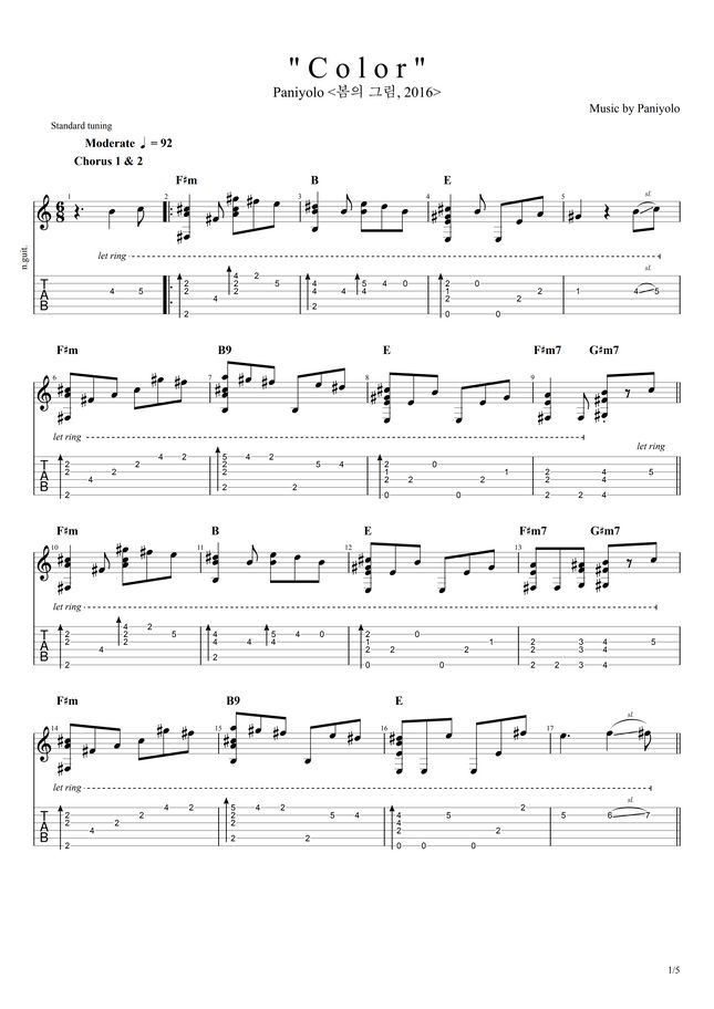 Paniyolo - Color (カラー) by jazzy1120 tab Sheet Music