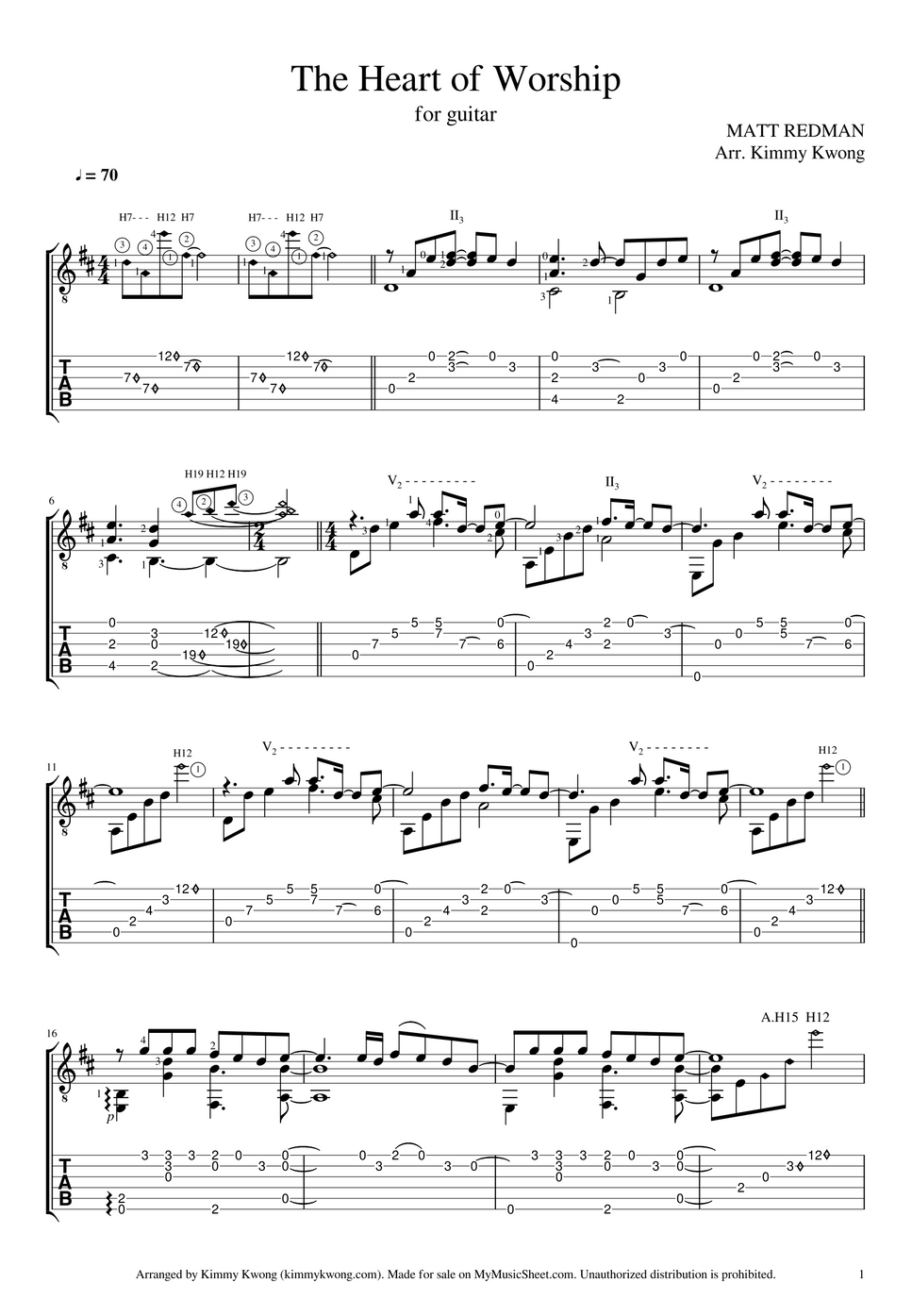 Matt Redman - The Heart of Worship (for guitar TAB) by Kimmy Kwong 曲谱 ...