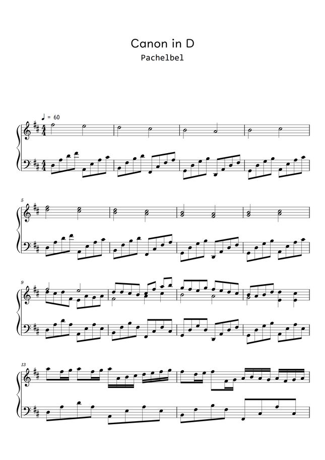 Pachelbel - Canon in D (Sheet Music, MIDI,) by Roxette
