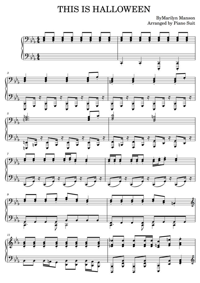 Marilyn Manson This is Halloween by Piano Suit Sheet Music