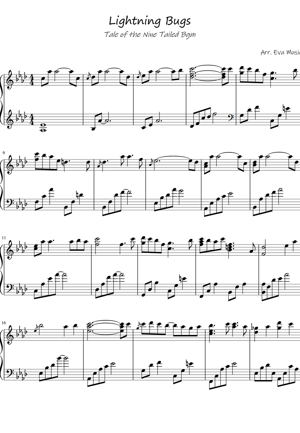 Lightning Bugs Tale of the Nine Tailed Bgm by Eva Music نوتة