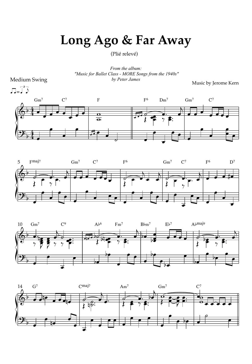 Jerome Kern Long Ago and Far Away Pli Relev Notenblatt By Peter