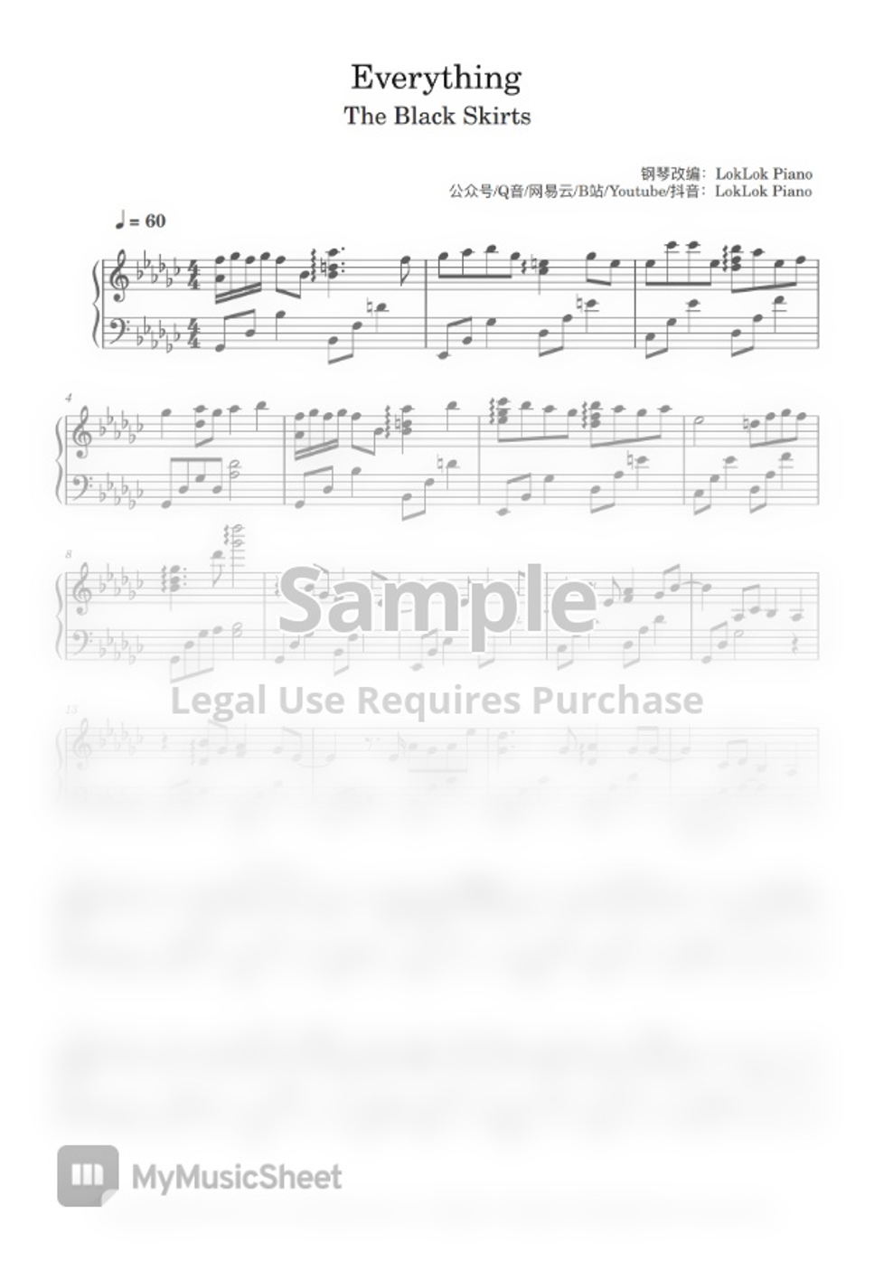 The Black Skirts Everything by LokLok Piano Sheet