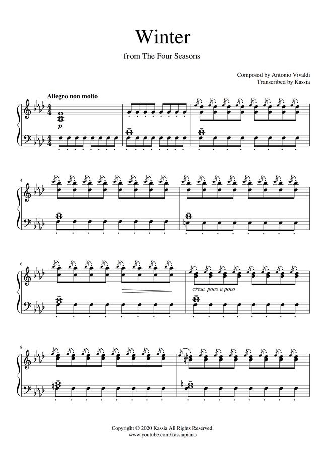 Vivaldi Winter / The Four Seasons by Kassia Sheet Music