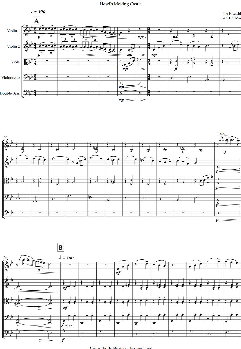 Joe Hisaishi - Merry Go Round of Life - String Quintet(Howl's Moving Castle) by Hai Mai