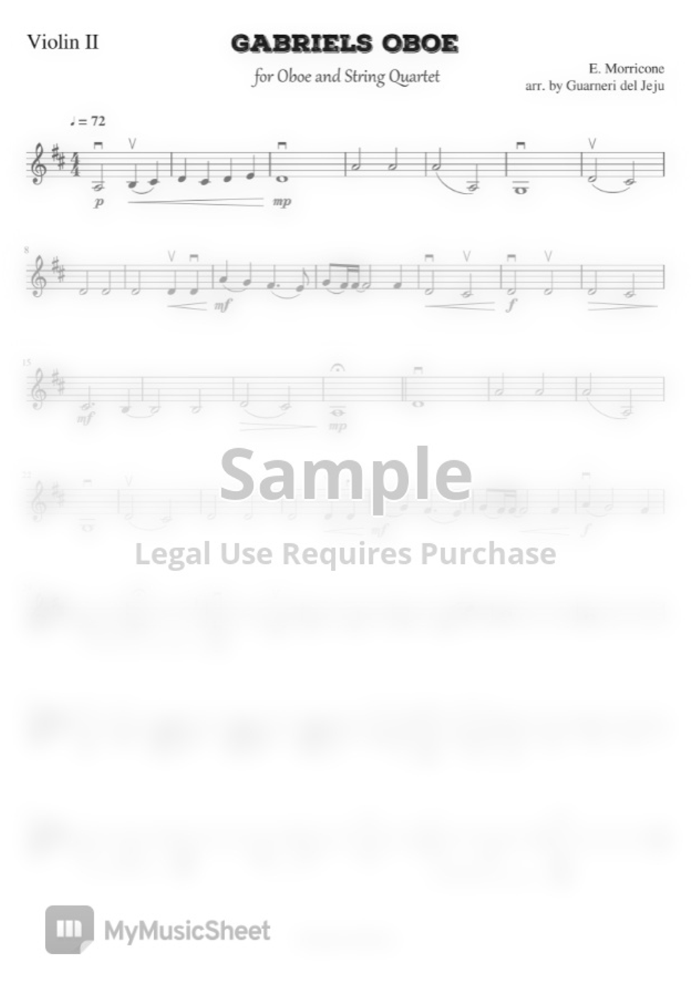 E. Morricone Gabriel's Oboe for Oboe and String Quartet by Guarneri