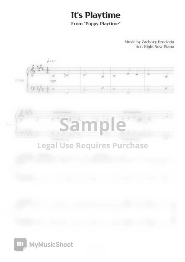 Poppy Playtime - It's Playtime (Easy Piano) by Right Now Piano Sheet Music