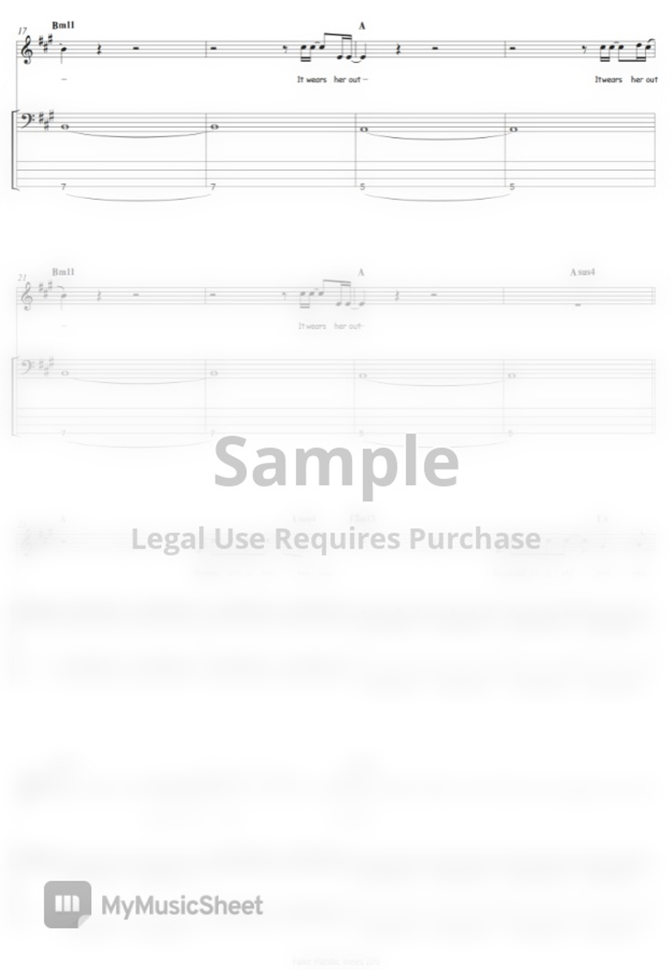 Radiohead Fake Plastic Trees Bass Partitura