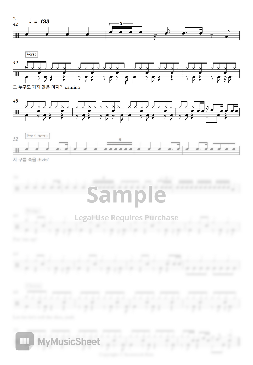 NMIXX DICE (드럼악보) by Seonwook Kim Notenblatt