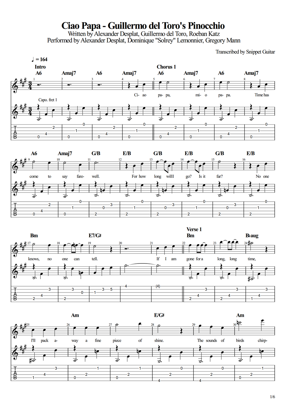 Gregory Mann Ciao Papa Guillermo del Toro's Pinocchio (Solo