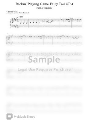 Fairy Tail Rockin Playing Game Fairy Tail Op 4 By Anime Piano Tutorials Sheet Music