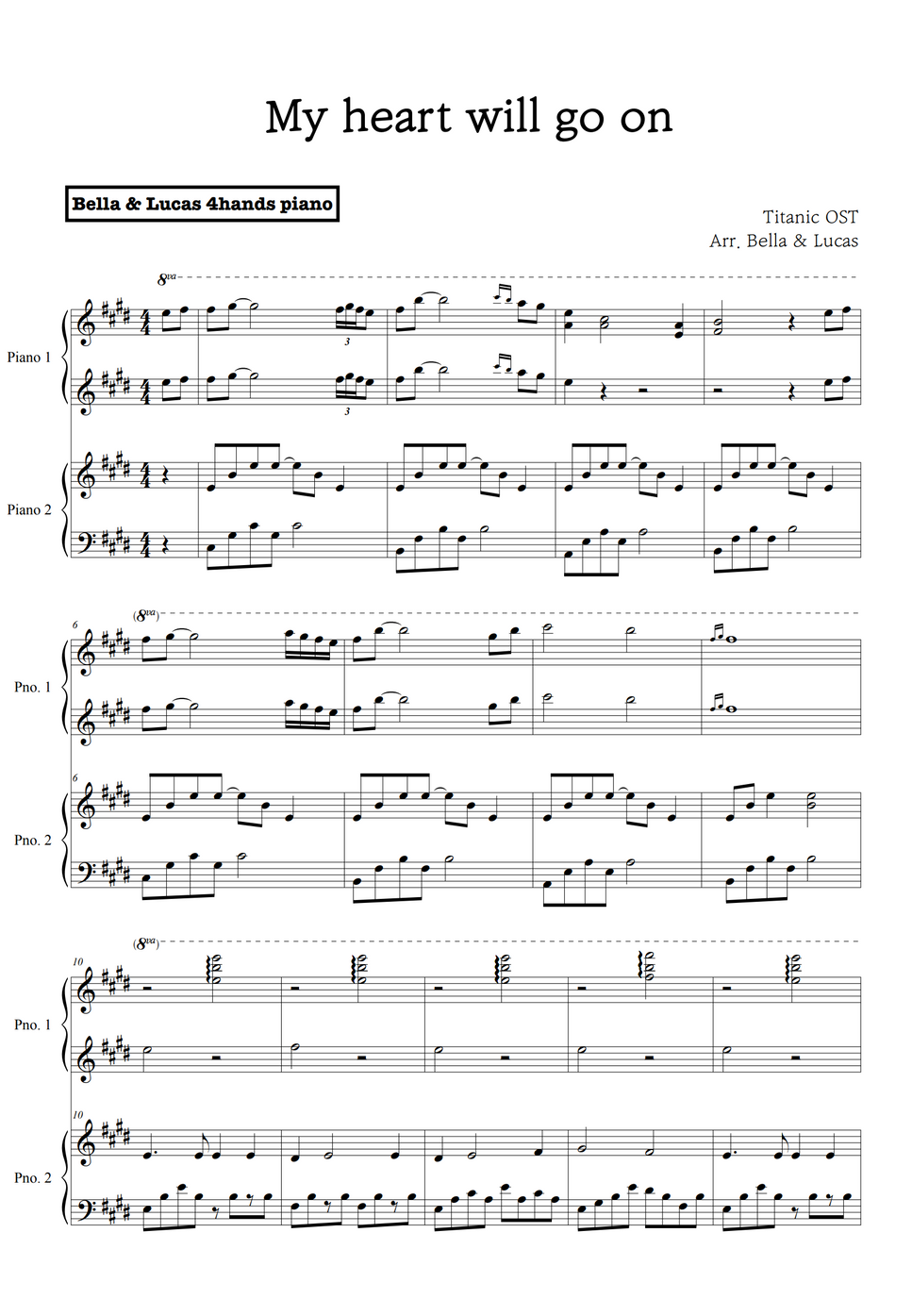 My Heart Will Go On Nuty Titanic - My Heart Will Go On ((4Hands Piano)) by Bella&Lucas Nuty