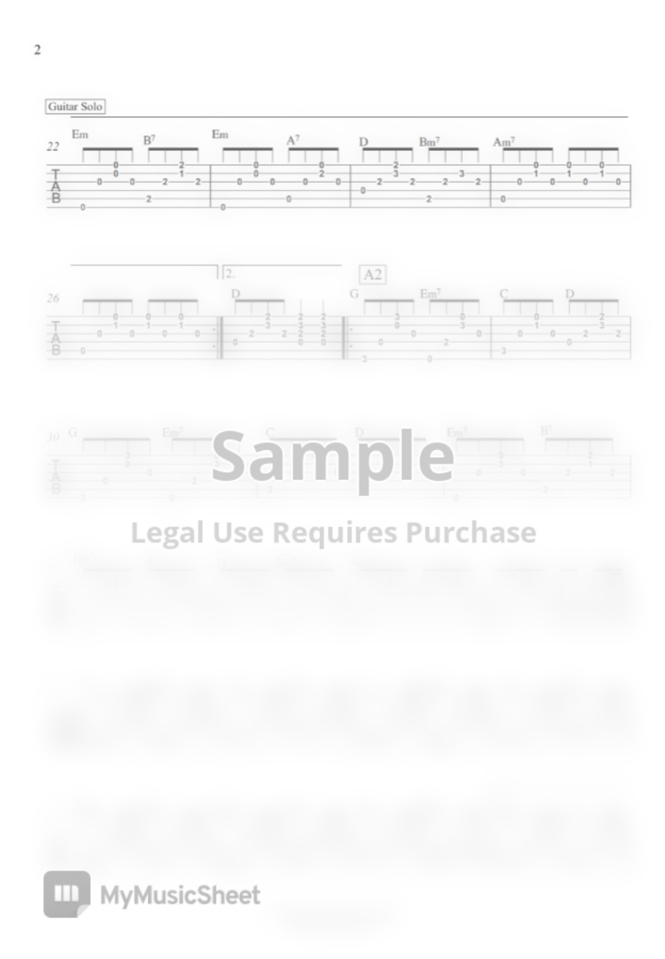 Bangles Eternal Flame (Rhythm TAB) by Learning Guitar Partition musicale