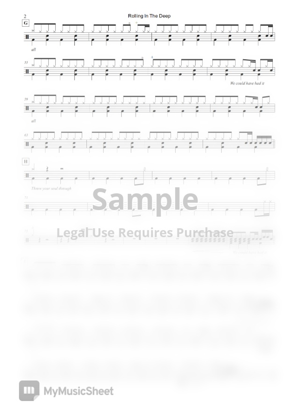 Adele Rolling In The Deep by Raymond Goh Sheet