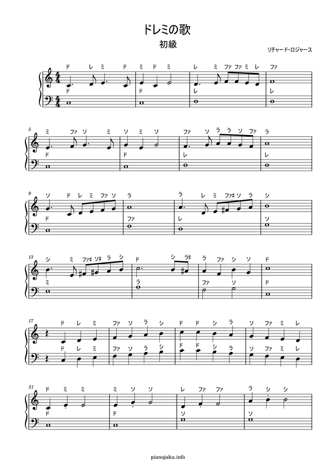 ドレミの歌 ドレミ付き簡単楽譜 By ピアノ塾楽譜
