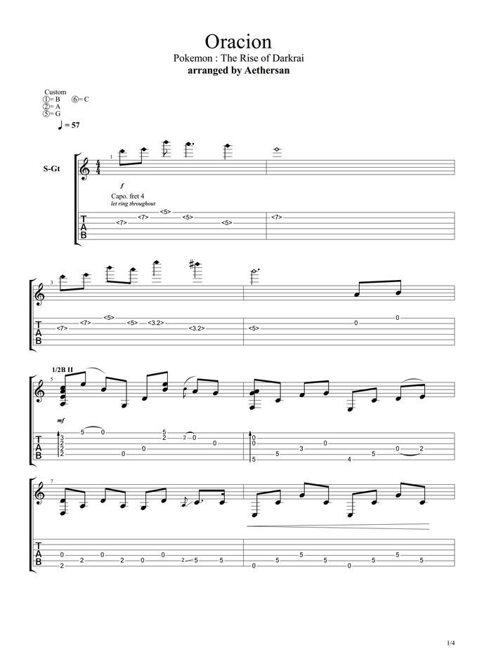 Pokemon The Rise Of Darkrai Oracion Fingerstyle By Aethersan Sheet