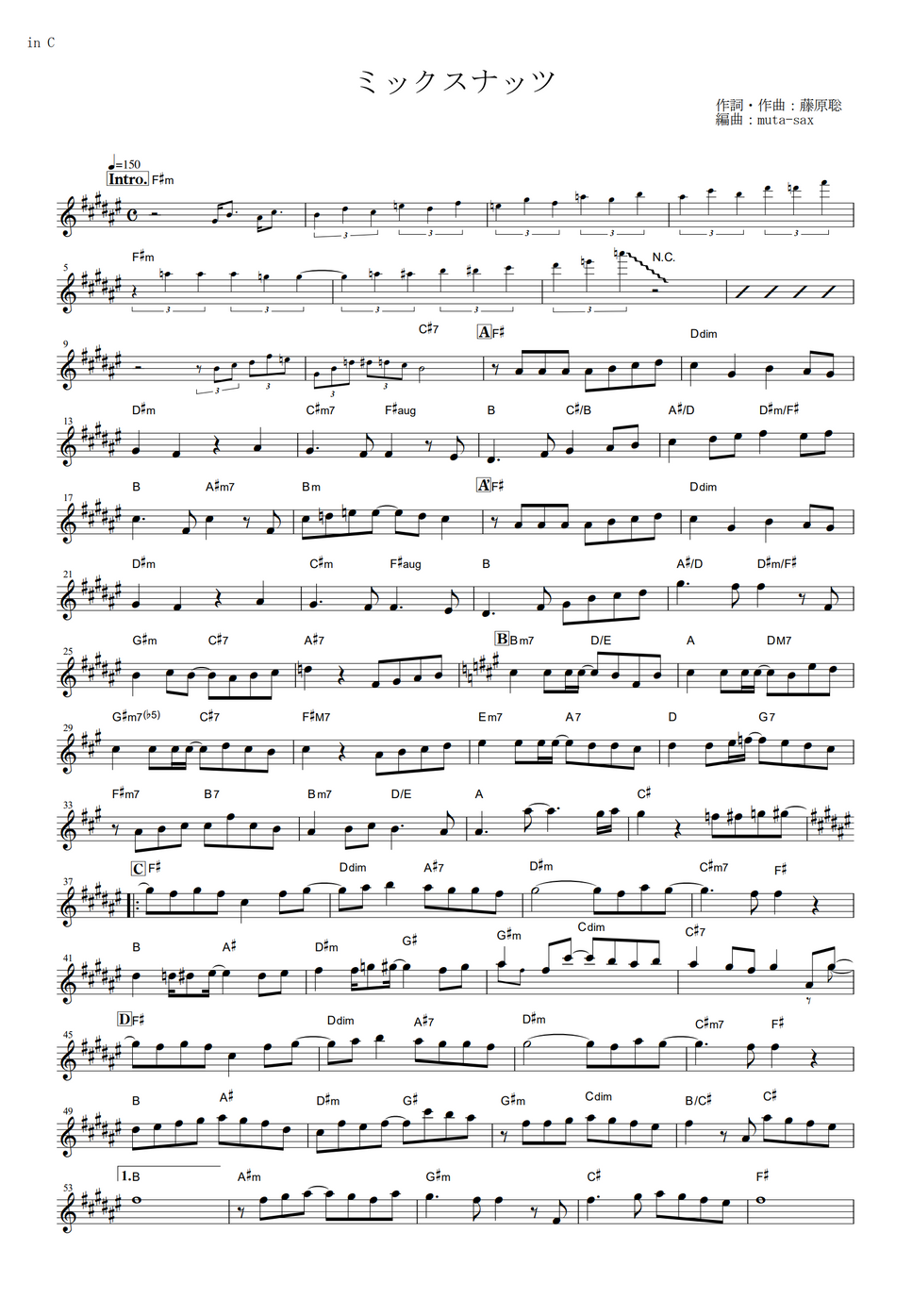 Official HIGE DANdism Mixed Nuts (Spy x Family / in C) by mutasax Sheet