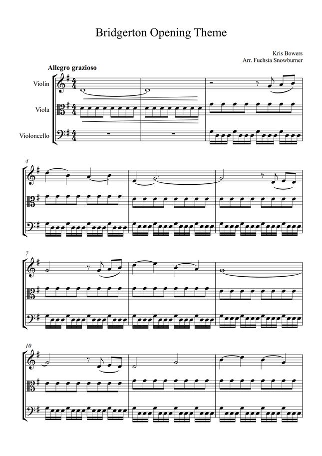 Bridgerton Bridgerton Opening Theme (String Trio Violin Viola Cello