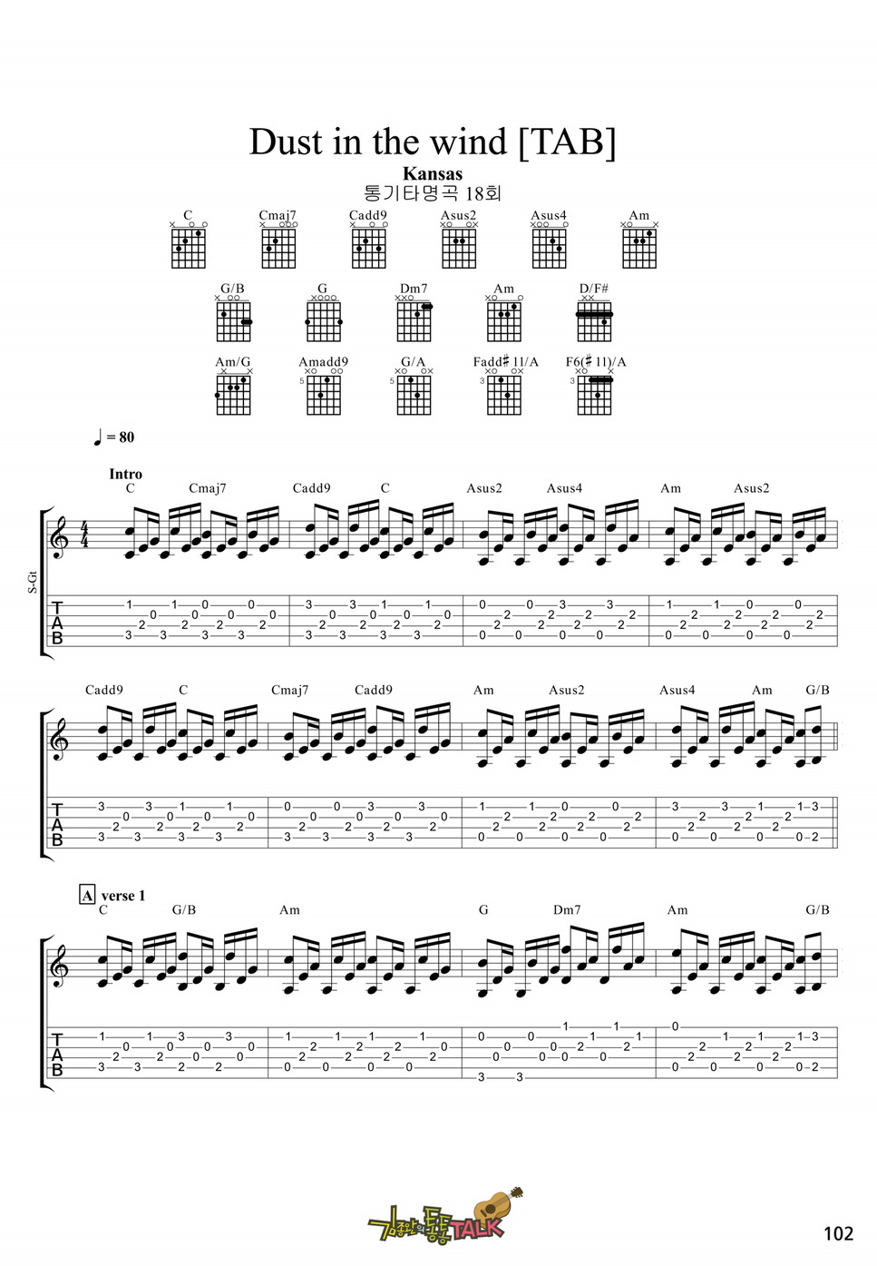 Kansas dust in the wind guitar tab by hoja