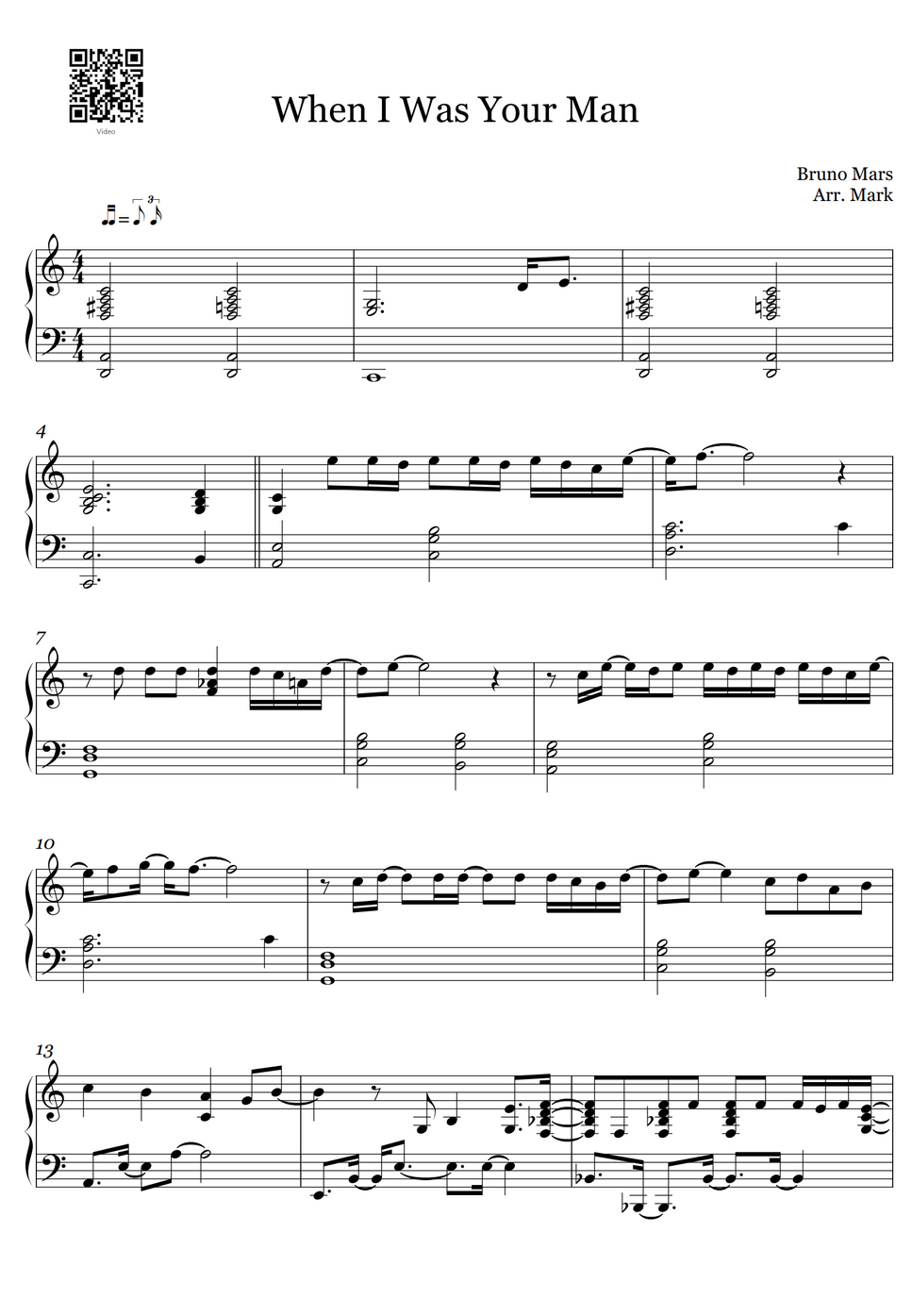 Bruno Mars Bruno Mars When I Was Your Man (Piano version) by Mark