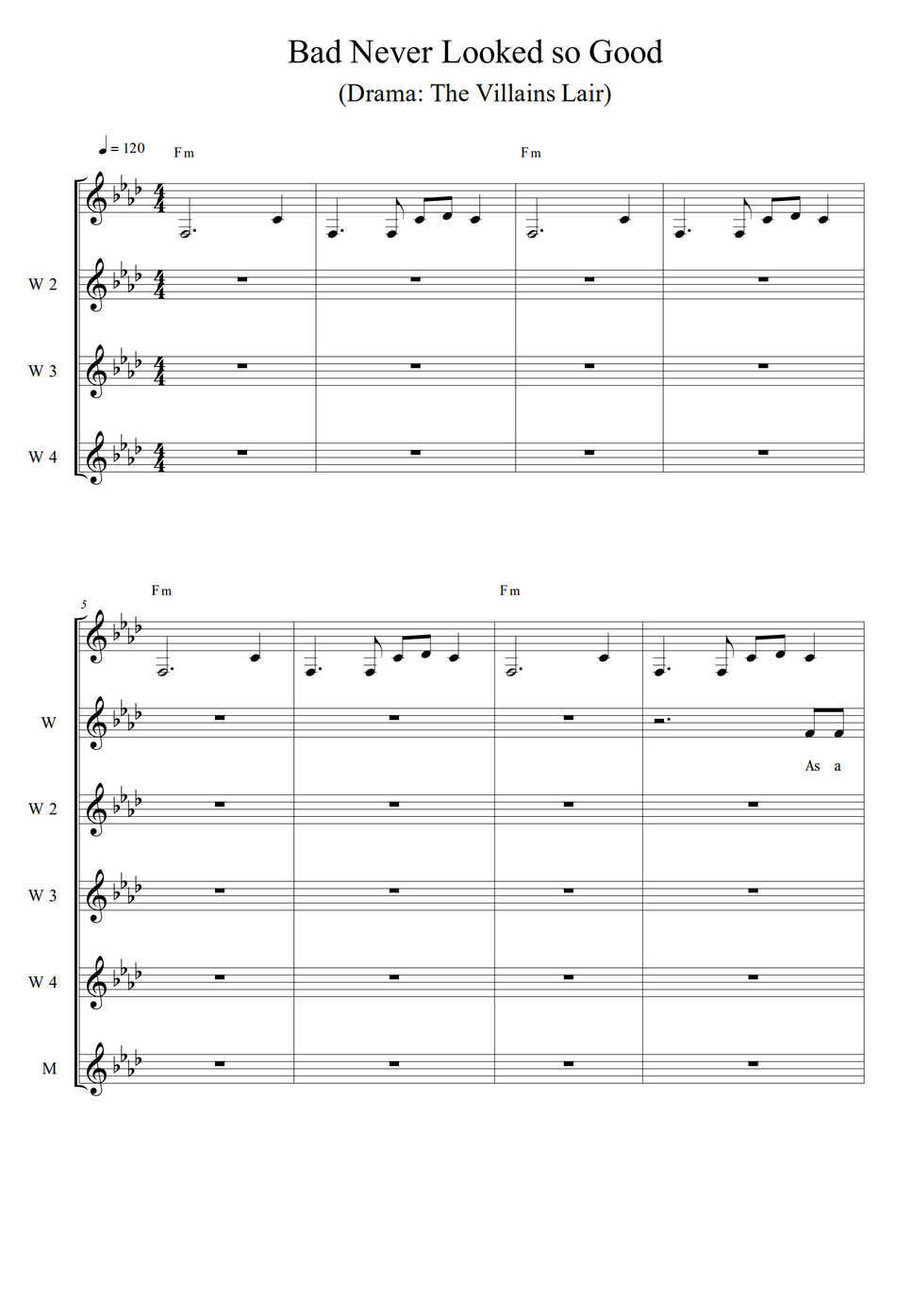 드라마 The Villains Lair Bad Never Looked So Good by TaeHyun Taylor Lee楽譜