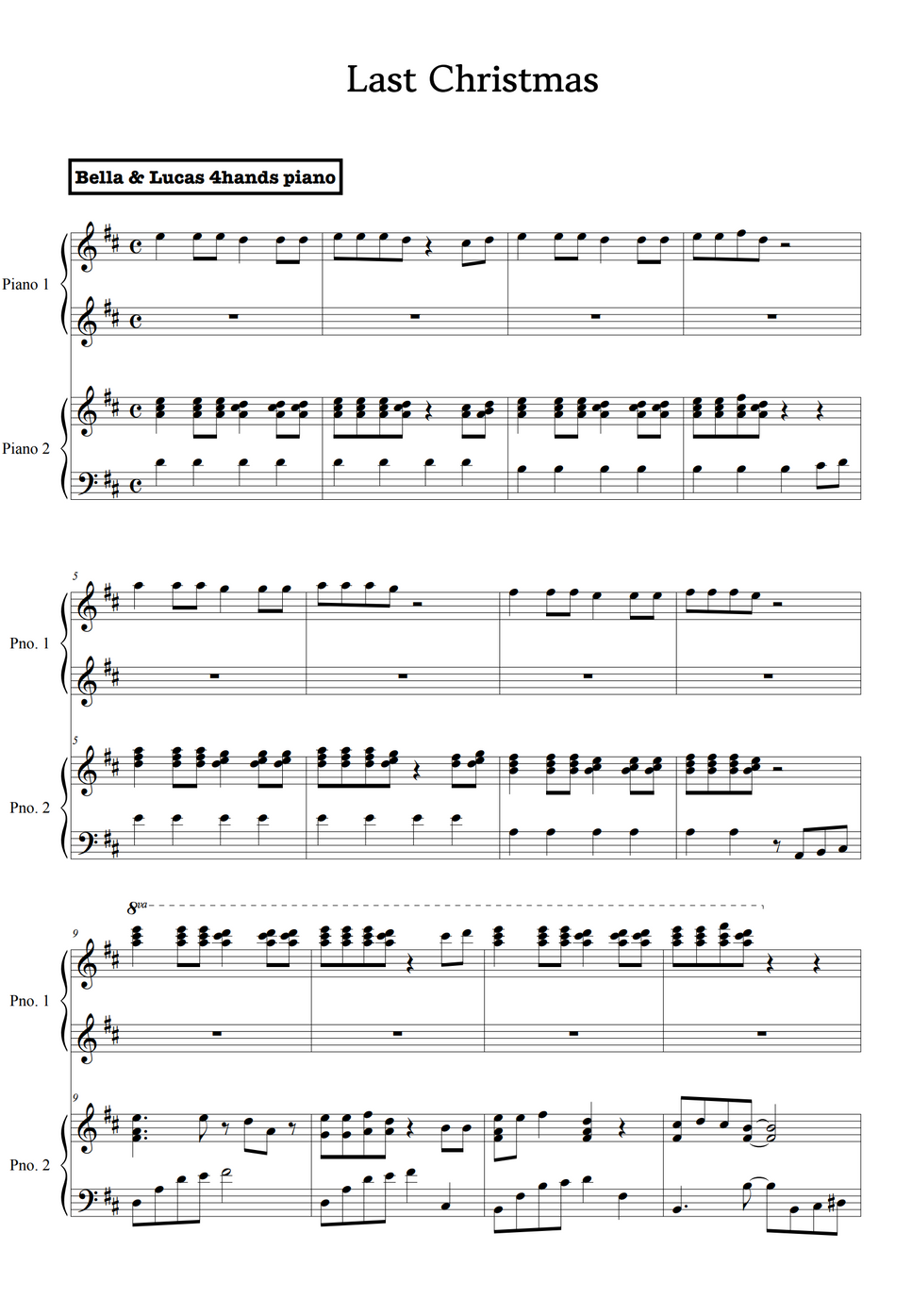 Wham! Last Christmas by BELLA&LUCAS Notenblatt