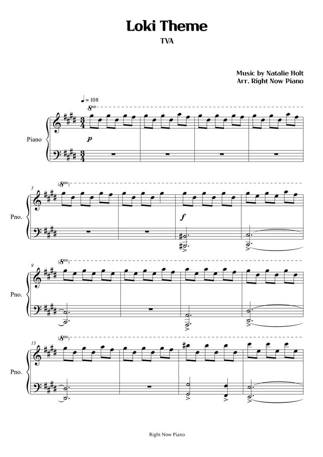 Loki Theme - TVA (Easy Piano) Sheet Music