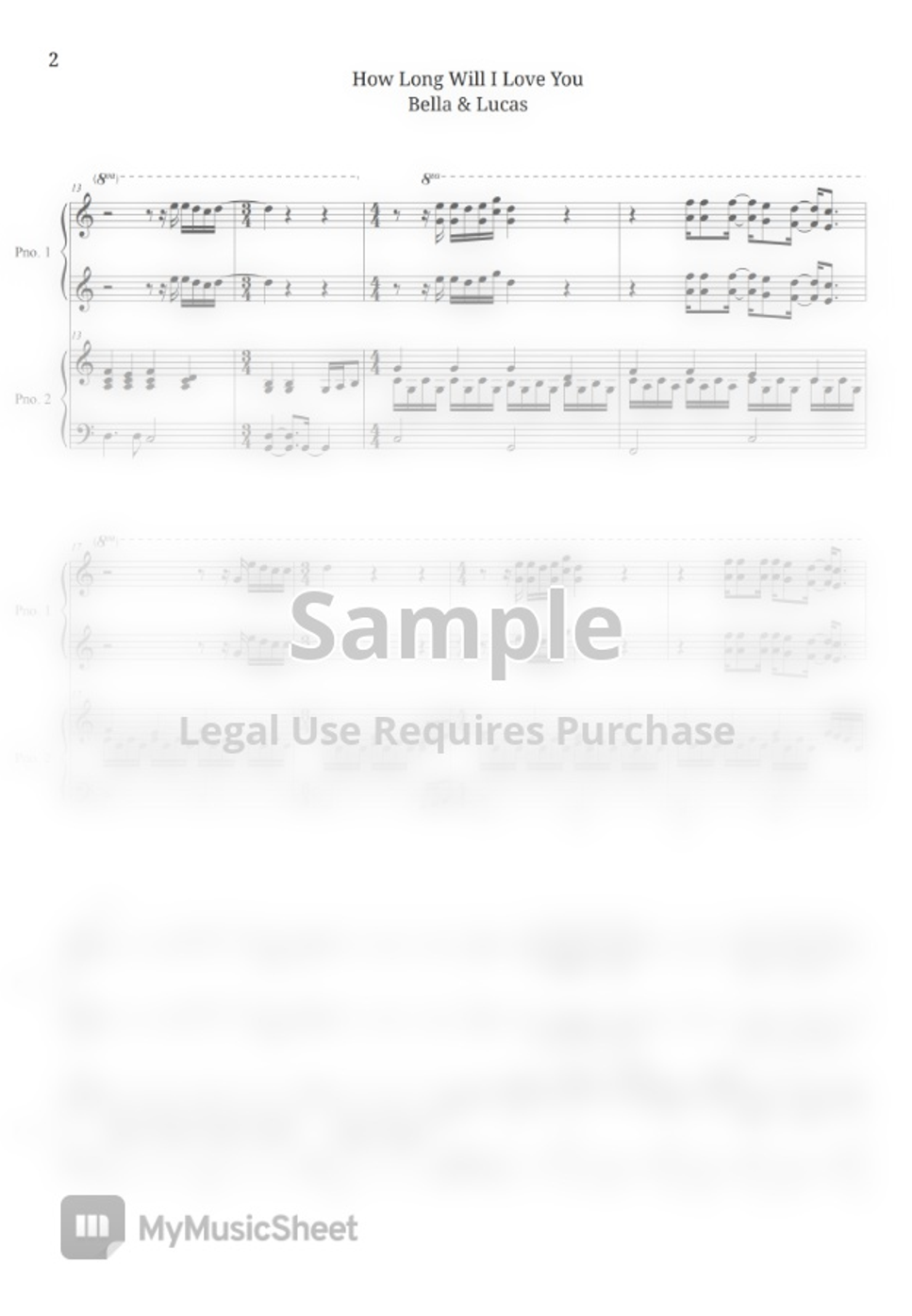 어바웃 타임 OST How Long I Love You by 벨라앤루카스 نوتة