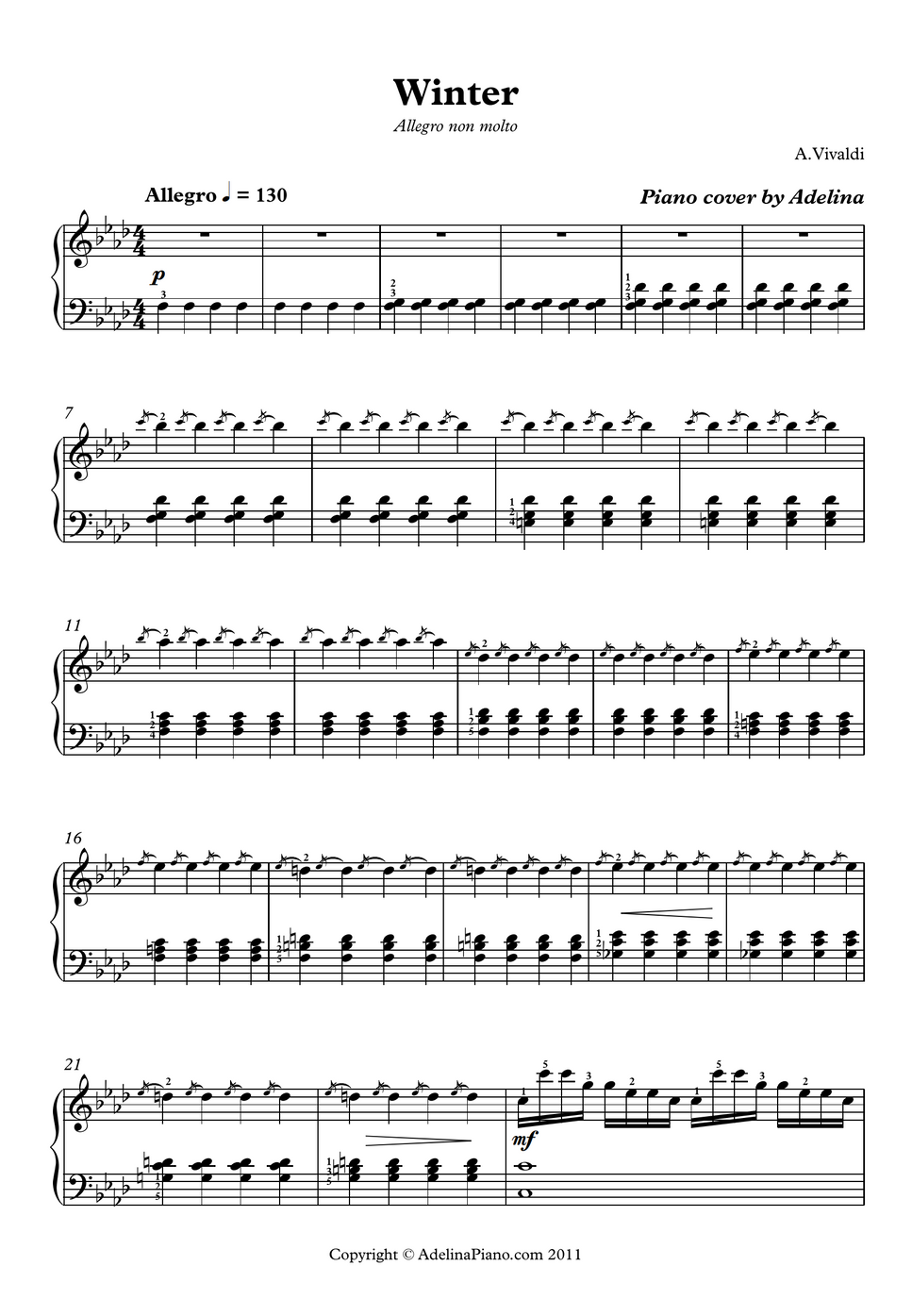 A.Vivaldi Winter by AdelinaPiano Sheet