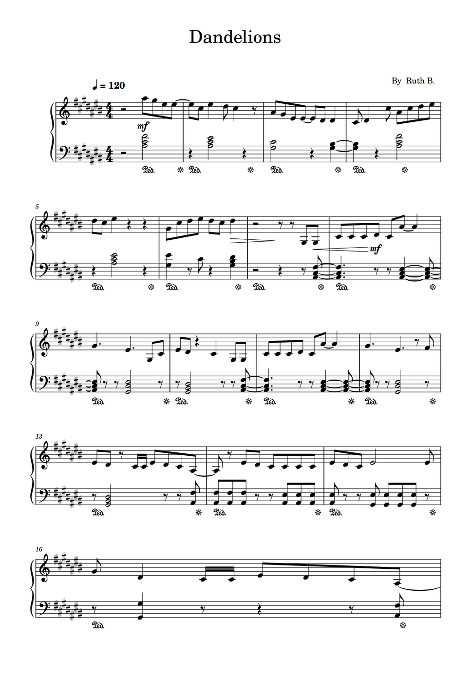 Ruth B Dandelions Ruth Bpiano Solo Sheet Music By Poon Bản Nhạc 