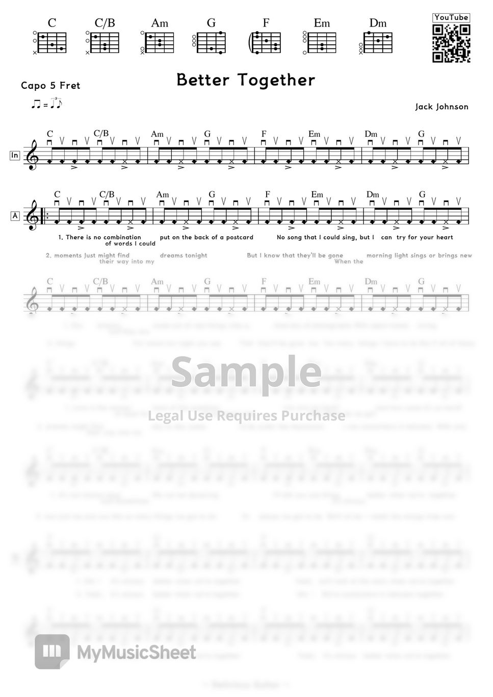 Jack Johnson - Better Together Sheet Music by Delicious Guitar