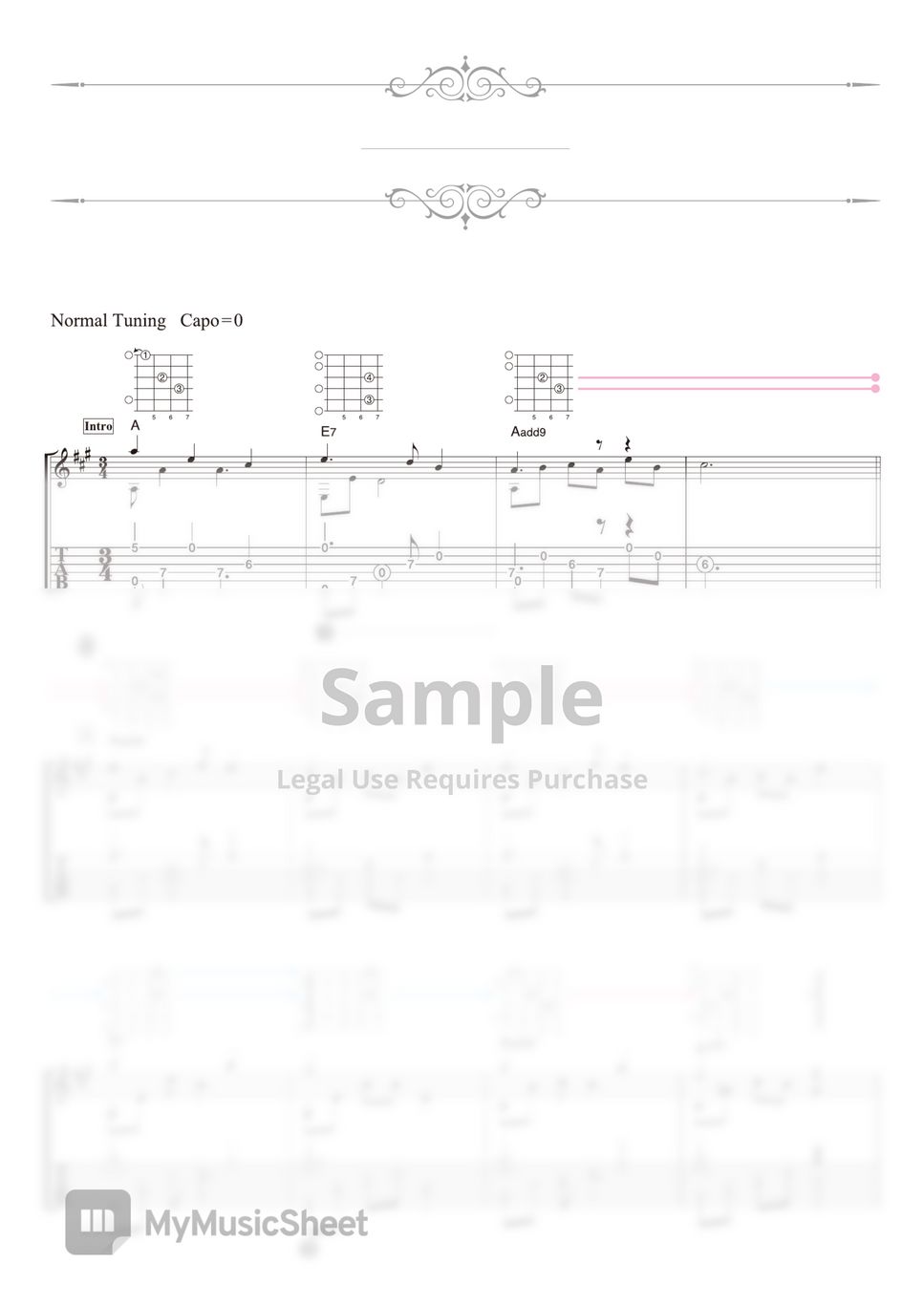 traditional Silent Night (Solo Guitar) Tab + 단선 악보 by Daisuke Minamizawa