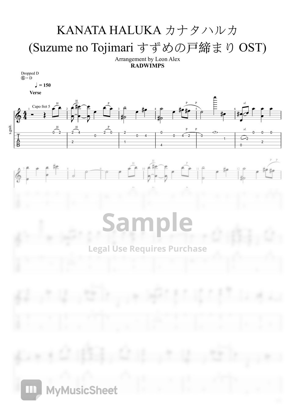 RADWIMPS KANATA HALUKA (Suzume no Tojimari) Sheets by Leon Alex