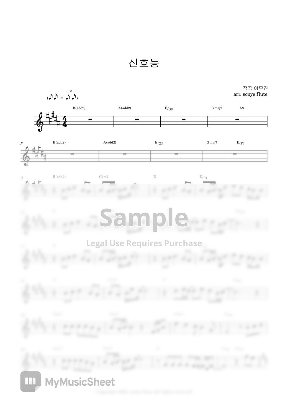 Lee Mujin 이무진 Traffic Light 신호등 (Sheet Music Flute) Sheets by sonye flute